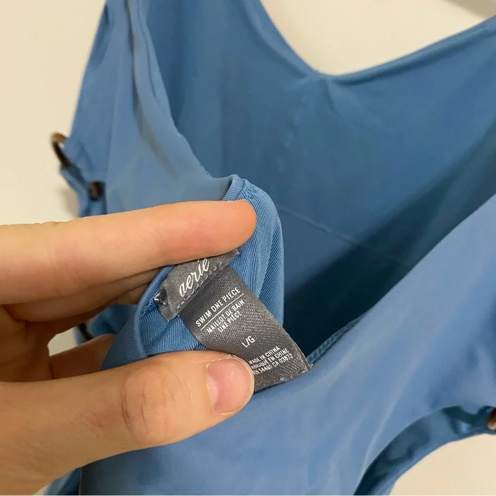 Aerie Powder Blue Side Cutout One Piece Swimsuit size Large